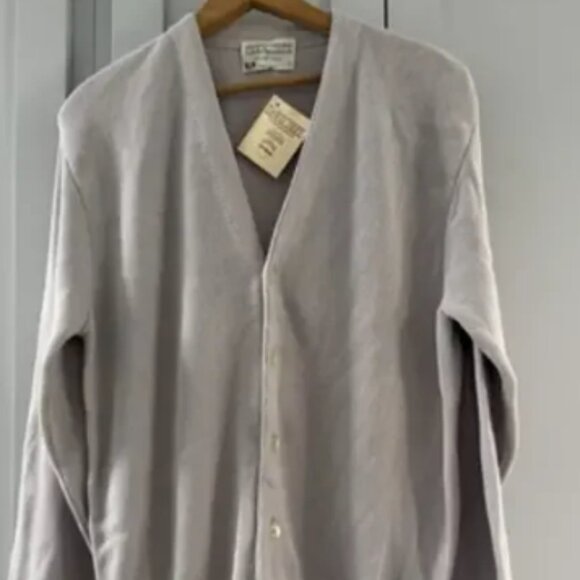 Vintage Deadstock Lord Jeff Fine Cotton Gray Cardigan Mens Large Grandpa USA
